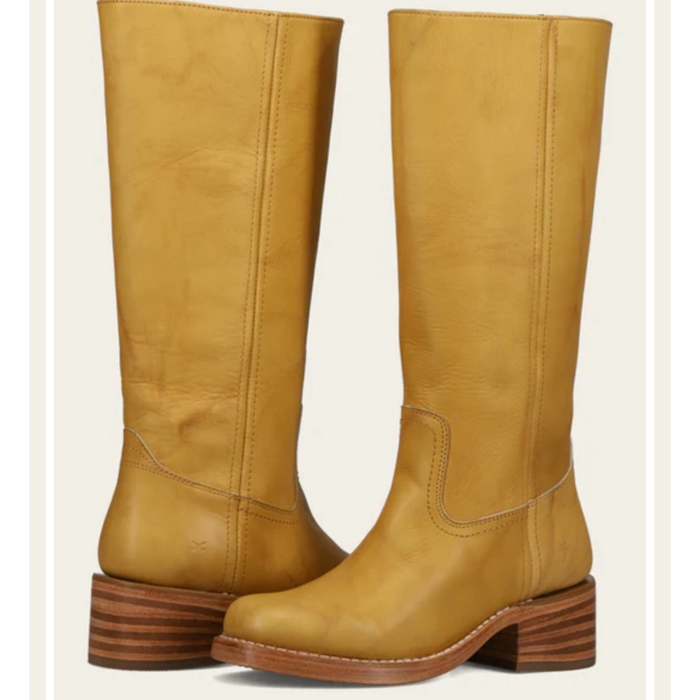 Frye Yellow Leather Heeled Boots